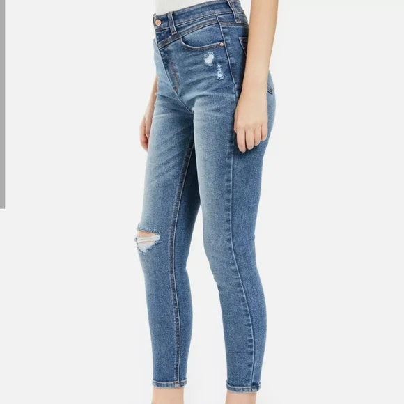 Vanilla Star Junior's Real Cheeky Ripped High Rise Jeans Blue Size 19 Nwt - Picture 2 of 3